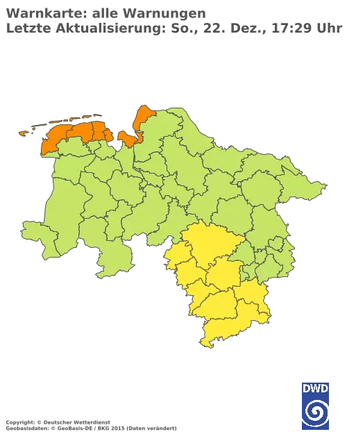 Aktuelle Wetterwarnungen für  Donau-Ries