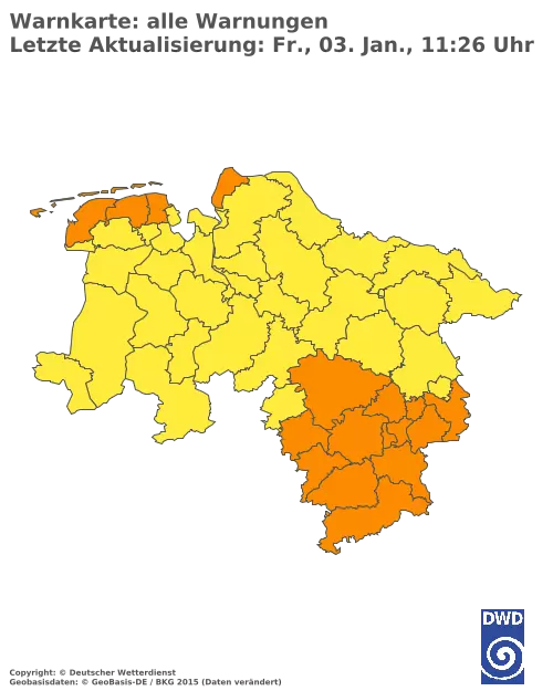 Aktuelle Wetterwarnungen für  Donau-Ries